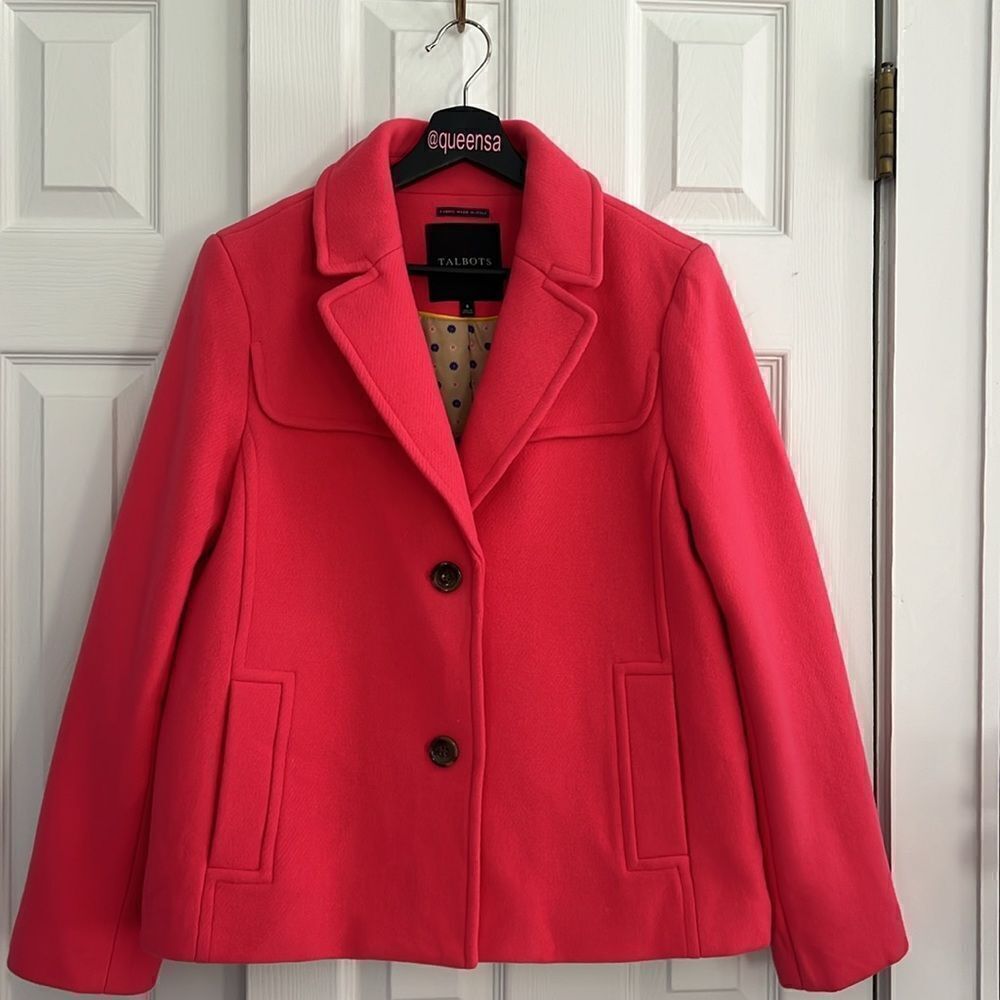 Talbots Albury Short Pea Coat Pink Size 8 - Picture 3 of 17
